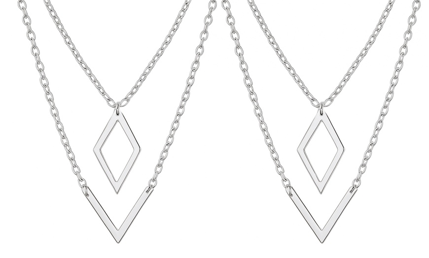 Image 12: Geo Earrings and V Necklace Set