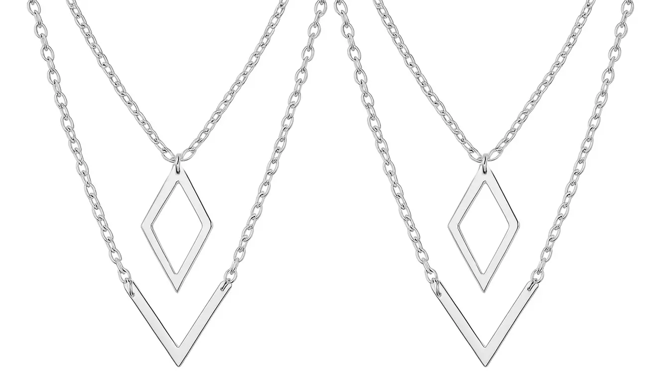 Geo Earrings and V Necklace Set