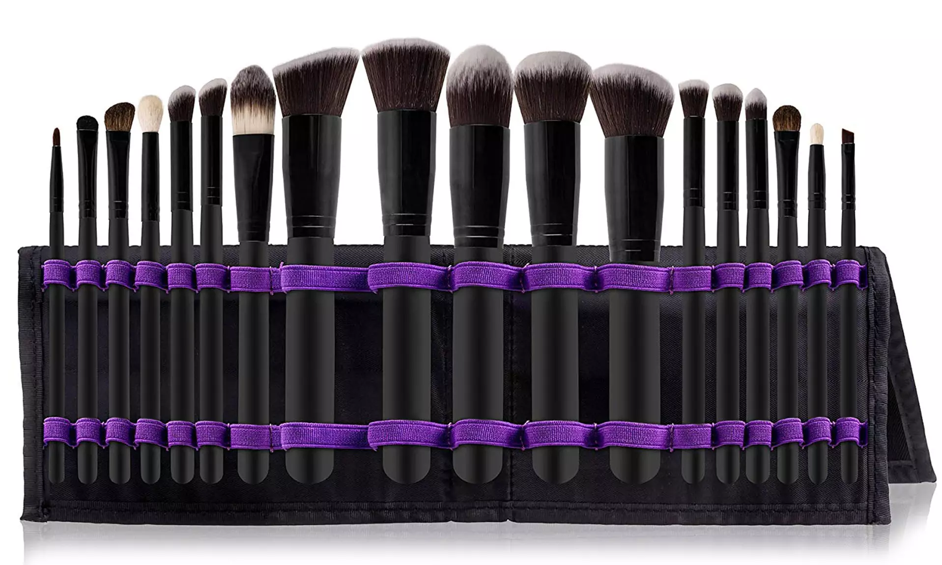 Cosmetic Makeup Brush Set with Foldable Storage Pouch (15-Piece) - Primary Image