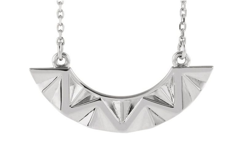 White Gold-Plated Curved Bar 16-18 Necklace