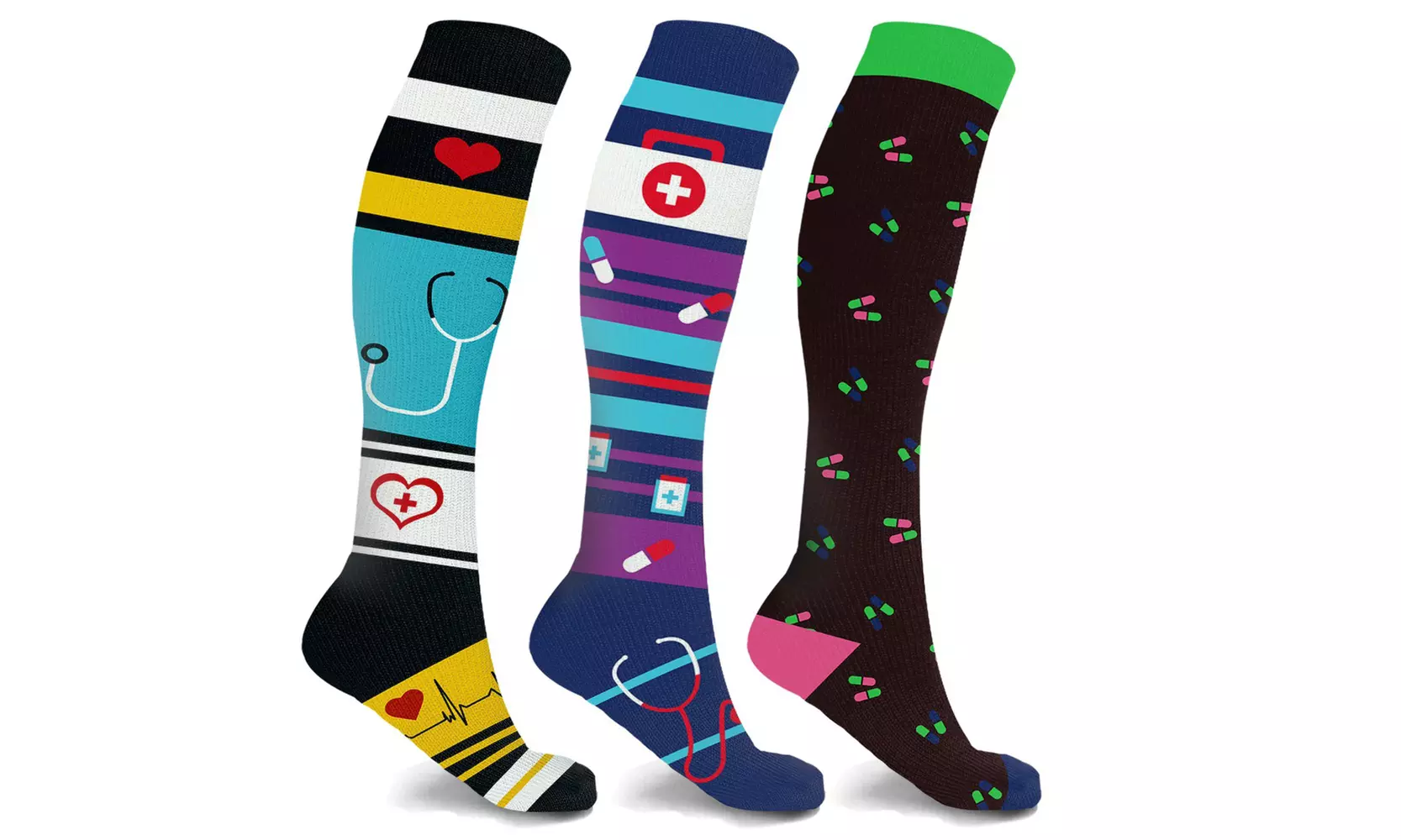 XTF Medical Knee-High Compression Socks Collection (3 or 6 Pairs)