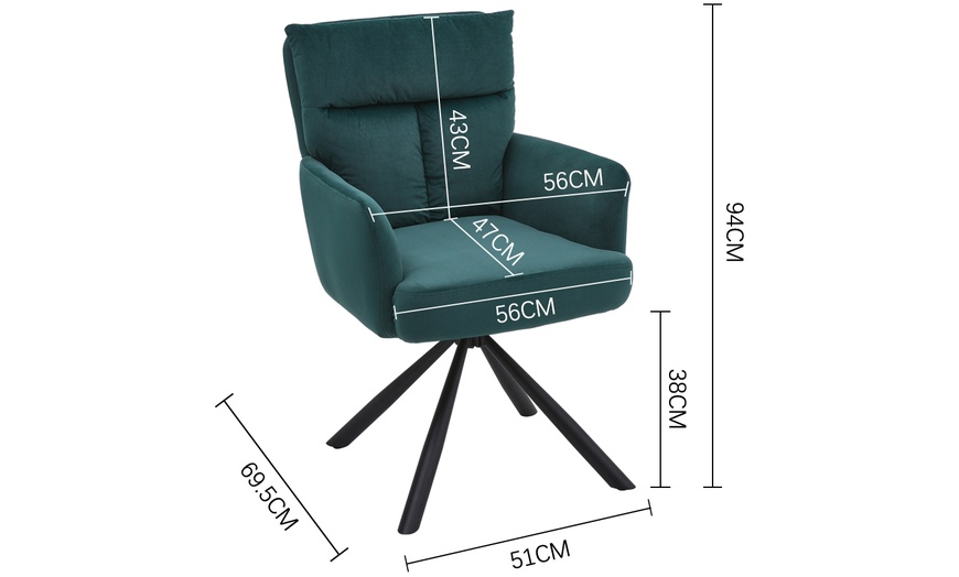 Image 7: Living And Home Velvet Swivel Armchairs