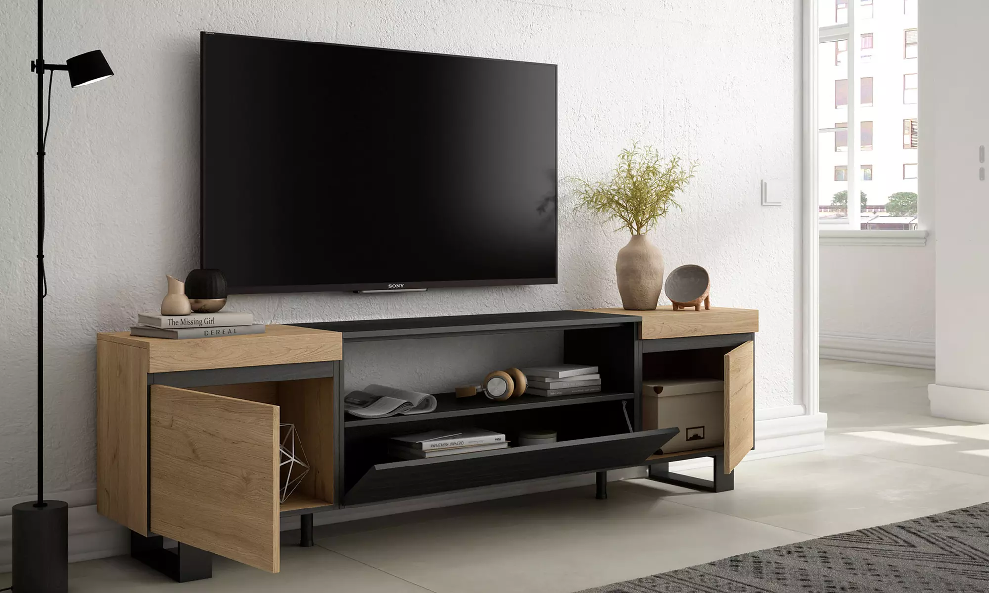 TV-Schrank mit/ohne LED-Elektrokamin