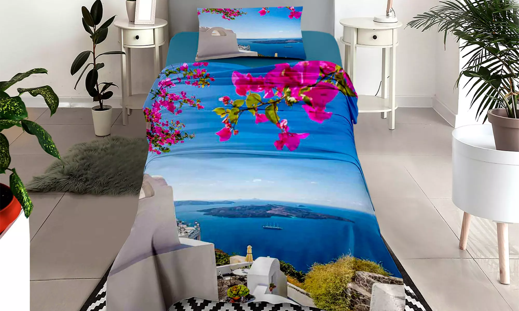 Completo lenzuola in cotone con stampa digitale