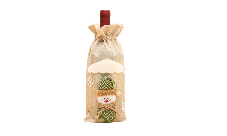 Image 7: One, Two or Four Christmas Wine Bottle Cover Bags