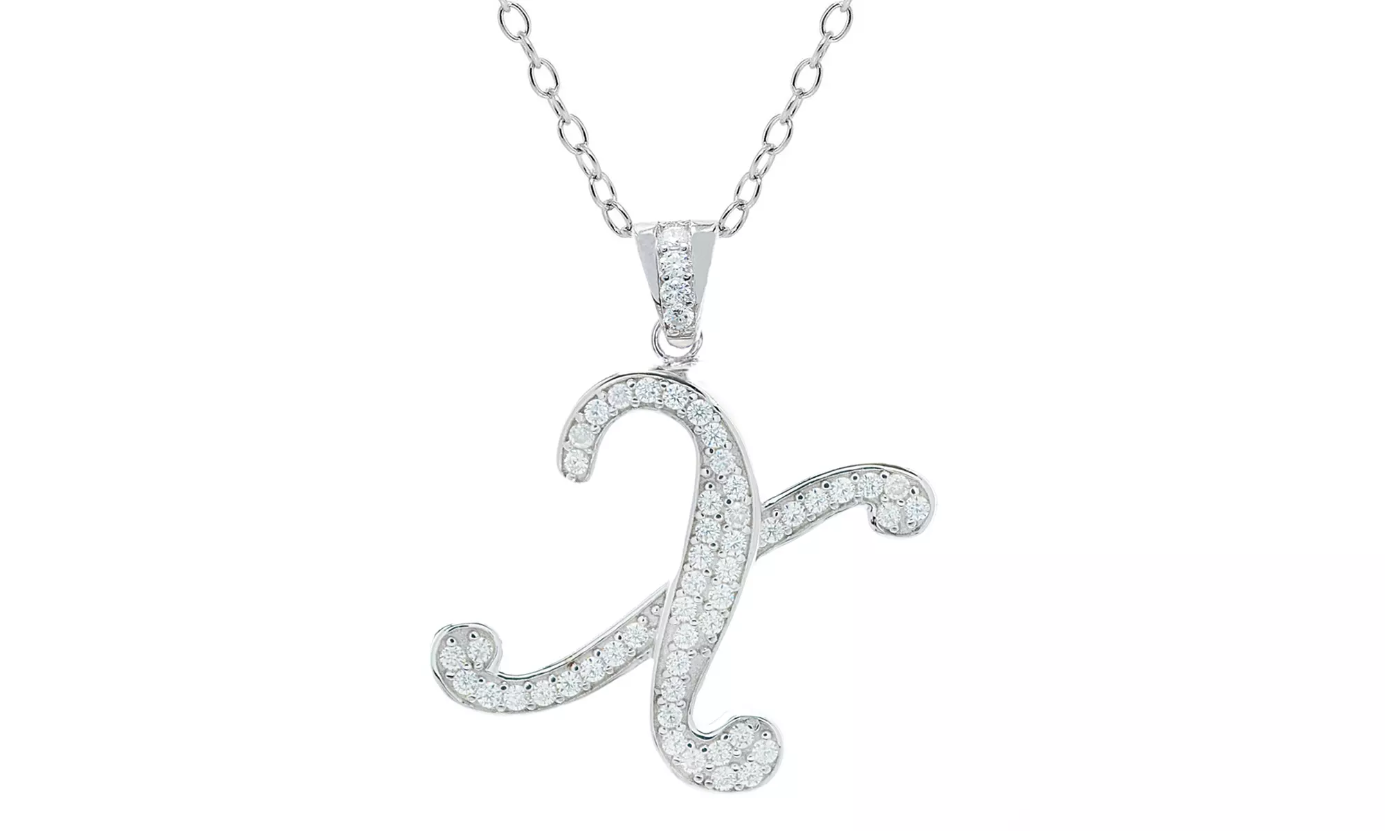 Script Initial Pendant Necklaces in Sterling Silver