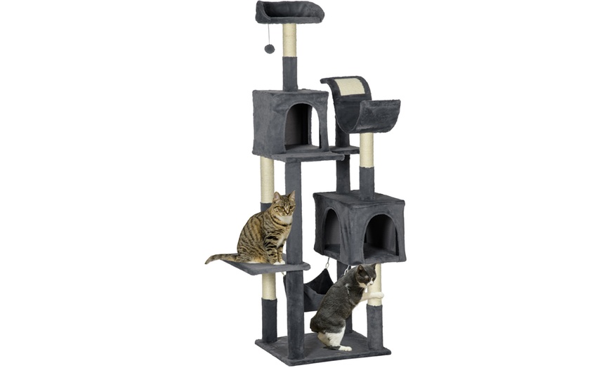 Image 2: PawHut 177cm Cat Tree, Multilevel with Scratching Posts and Houses