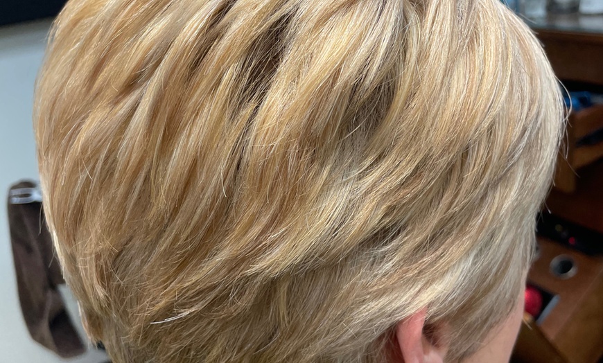 Image 2: Single-Process Color, Partial Highlights or Bouncy Haircut & Style