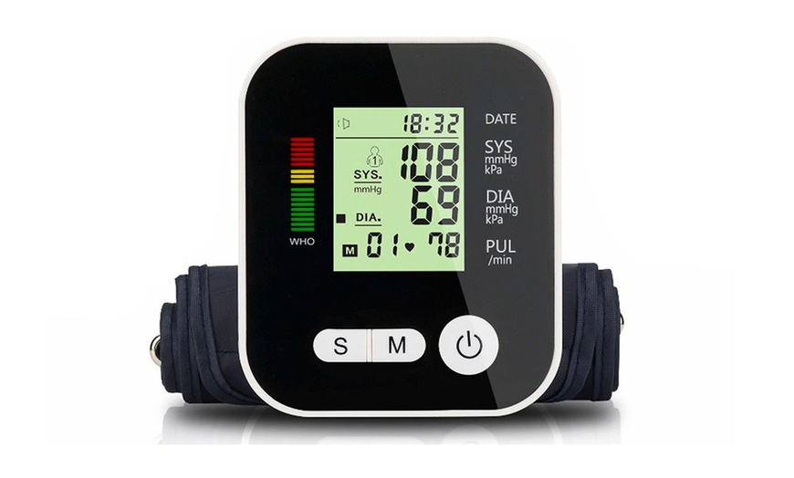 Image 4: Arm Blood Pressure Monitor; Large LCD, 2-User Memory, Adjustable Cuff