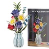 Image 4: LEGO Inspired Flowers Bouquet Building Blocks Set with Porcelain Style Vase, Roses, Sunflower, Lily of The Valley