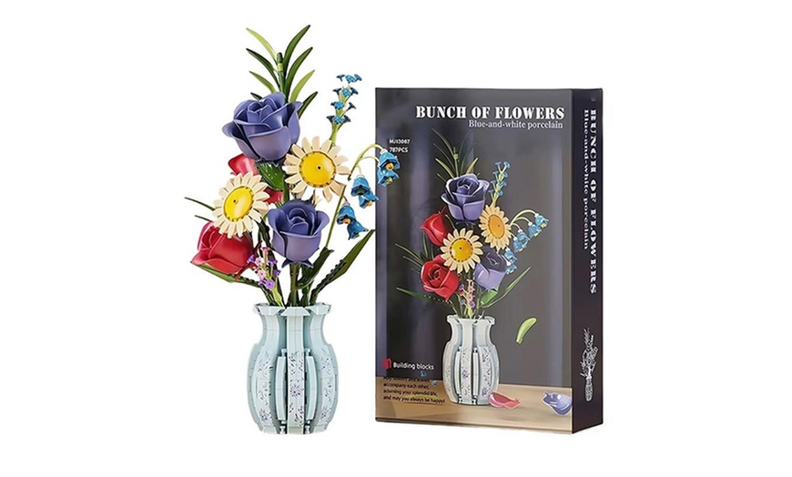 Image 2: Set de construction de bouquet de fleur en blocs