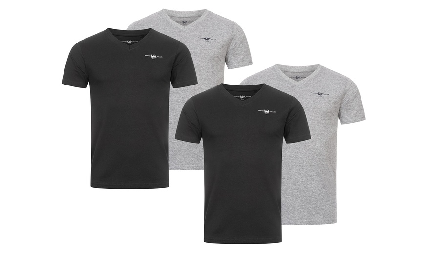 Image 4: 2er- oder 4er-Set Harvey Miller Herren T-Shirt mit V-Ausschnitt