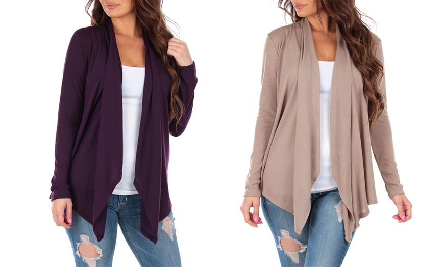 Image 5: Women's Hacci Draped Cardigan. Plus Sizes Available (2-Pack)