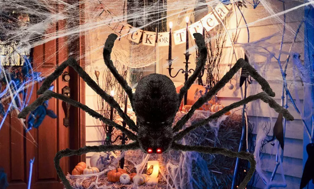 4FT Halloween Hairy Spider Realistic Hanging Prop Decoration Party Yard Decor