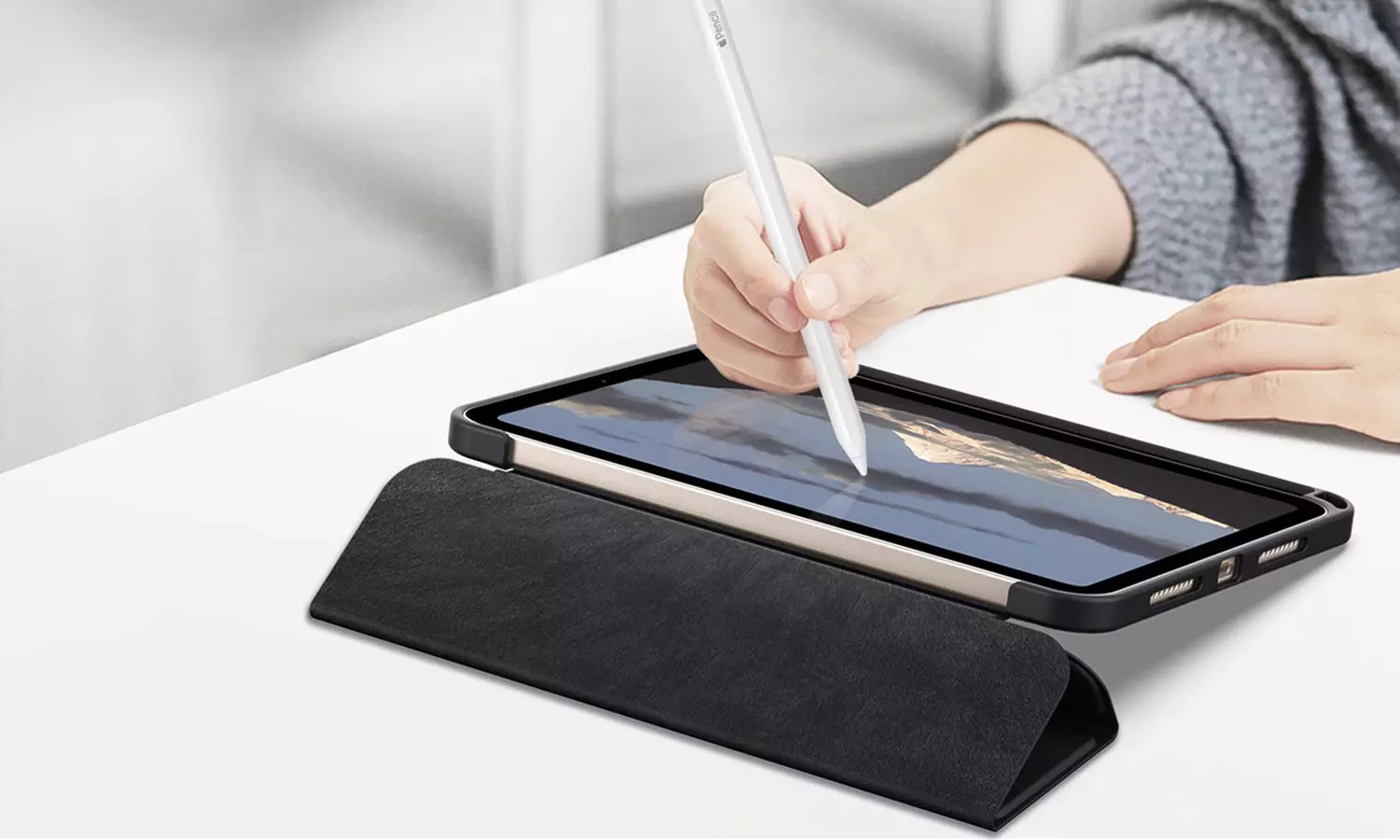 Clear Back Case for iPad mini 6 with Pencil Holder, Slim Stand Shockproof Cover