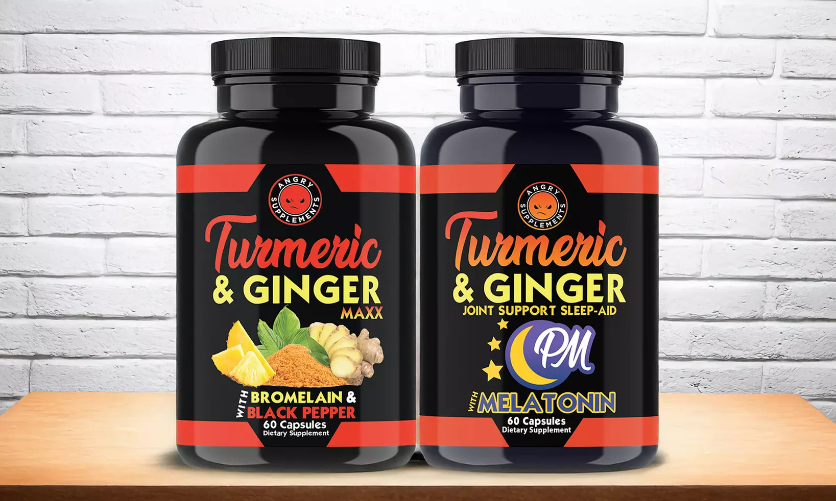 Angry Supplements Turmeric & Ginger Maxx AM, Turmeric Ginger PM Sleep Aid 2-PK - Primary Image