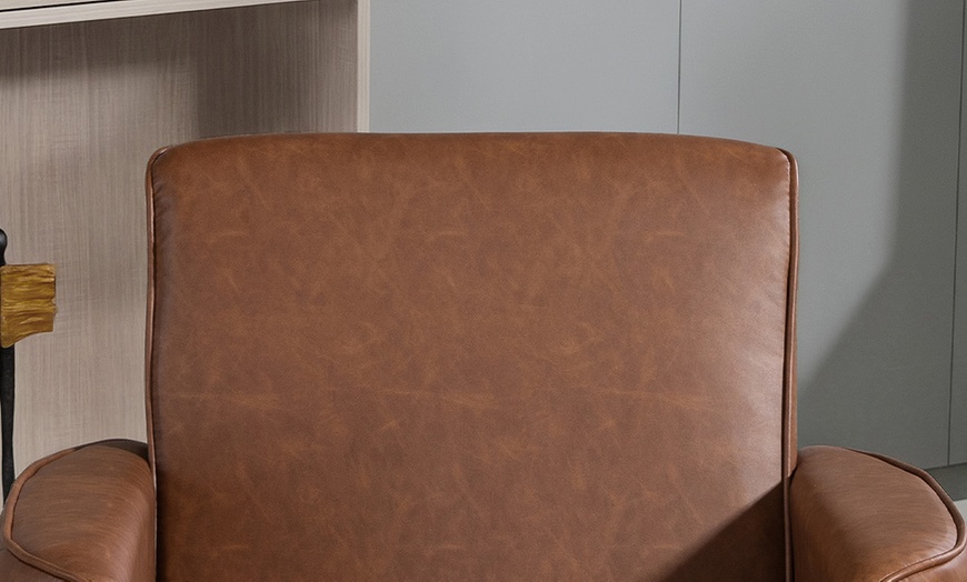 Image 7: HOMCOM Upholstered PU Leather Armchair for Living Room