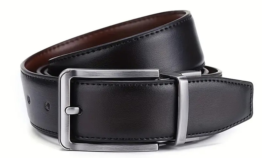 Image 3: Reversible Leather Belt for Men
