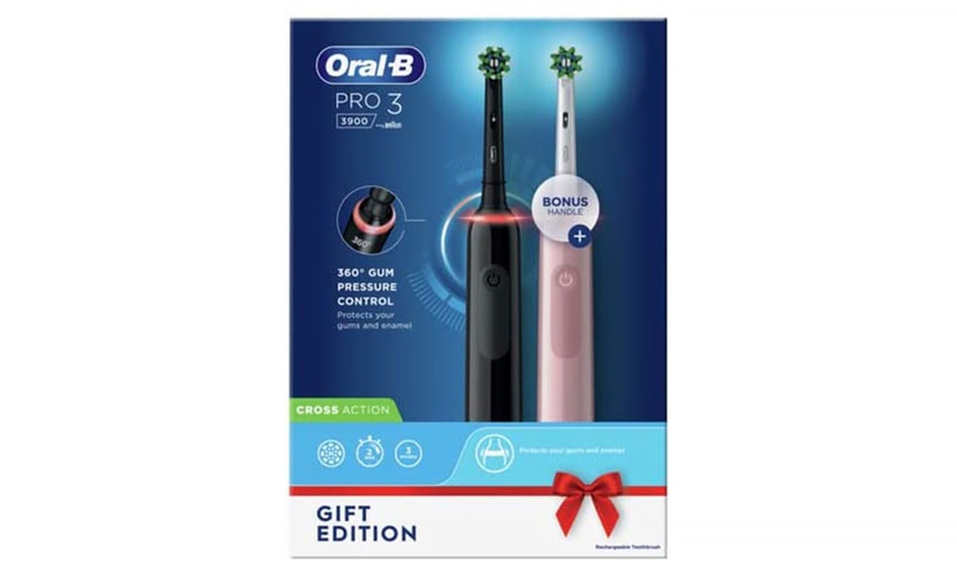 Image 4: Oral-B Pro 3 3900 Electric Smart Pressure Sensor Duo Toothbrushes