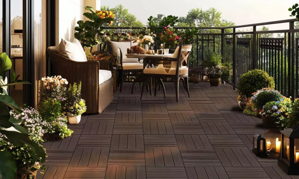 Up to 50 Packs of Non-Slip Decking Tiles - Grey or Brown