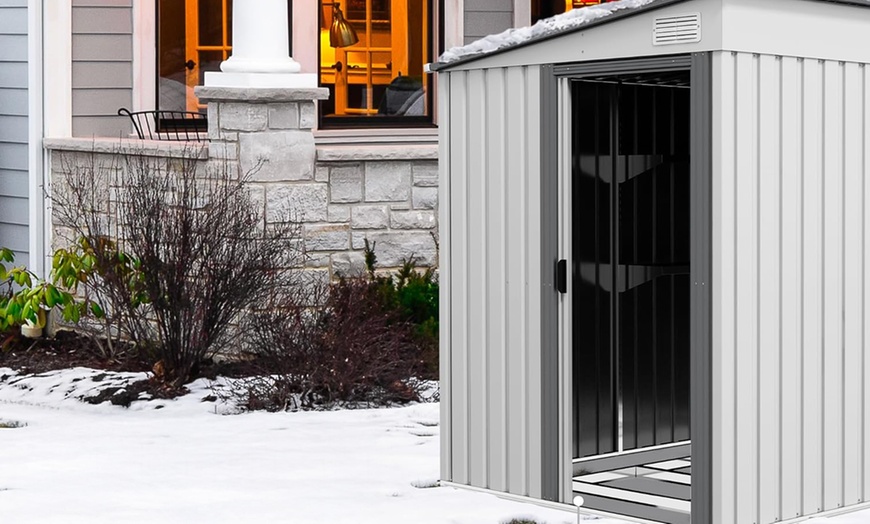 Image 8: Outsunny 7 x 5ft Galvanised Metal Garden Shed with Foundation