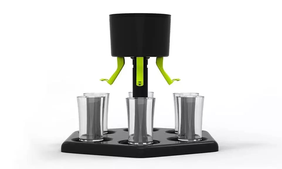 6 Shot Liquor Dispenser/Holder Set with 6 Shot Acrylic Glasses