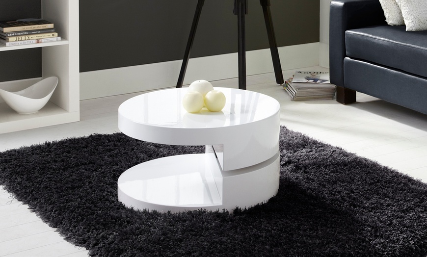 White Gloss Rotating Coffee Table | Groupon Goods