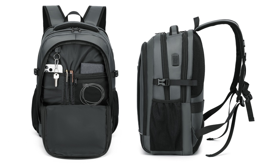 Image 39: KONO Travel Backpack Business Bag with USB Port and Laptop Compartment