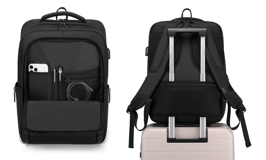 Image 3: Kono Multi-Compartment Backpack with USB Port