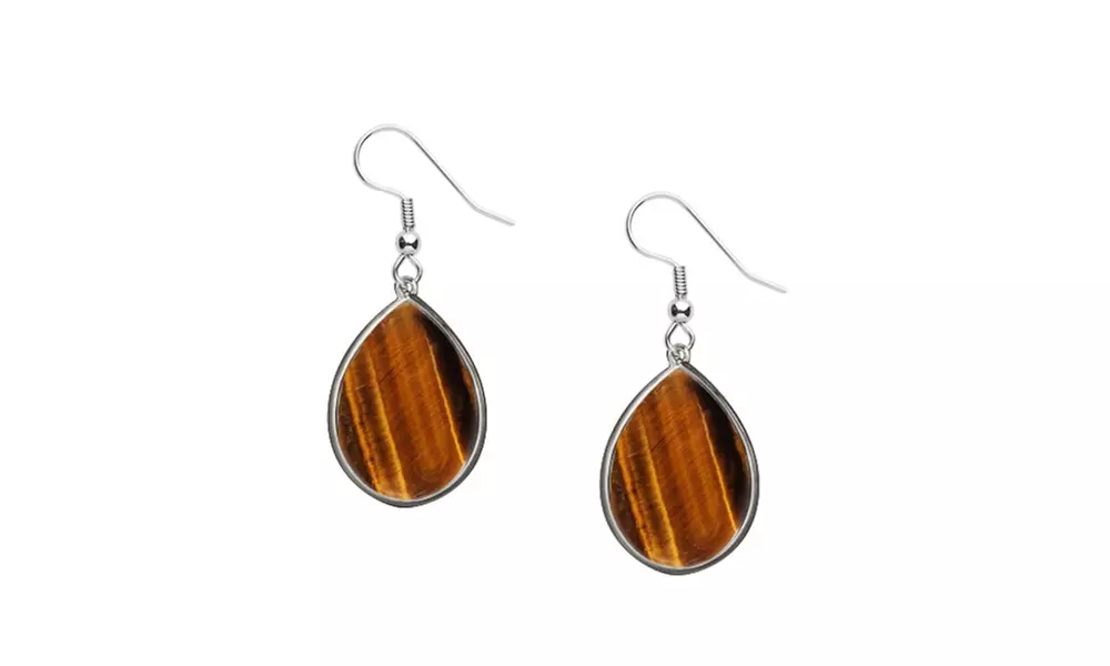 Genuine Tigers Eye Tear Drop Earrings