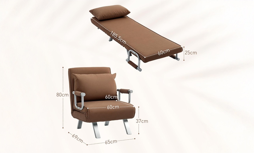 Image 11: HomCom 4-in-1 Chair Bed, Faux Suede & Velvet Feel