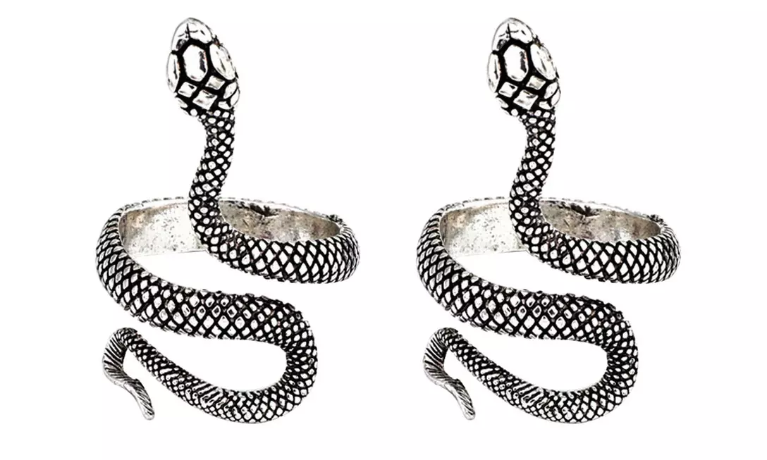 US 1-2 Stainless Steel Ring Snake Gothic Jewelry Retro Animal Adjustable Unisex