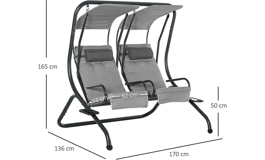 Image 10: Outsunny Twin Single Seat Swing Chair with Canopy