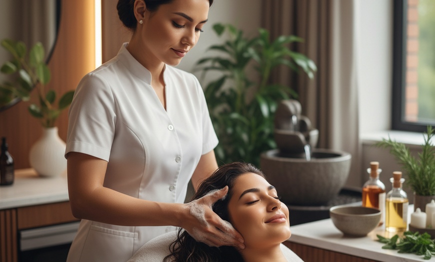 Image 1: 45- or 60-Min Scalp Massage with Foot, Hand, Neck & Shoulder Options