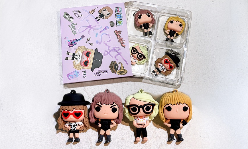 Image 1: Four-Piece Taylor Swift Doll Keychains in Eco-Friendly Silicone 