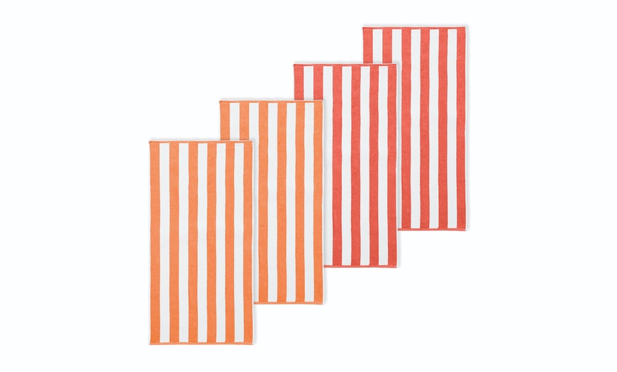 Image 10: 4 Pack Premium Cotton Cabana Beach Towel