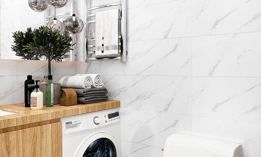 Image 9: 10 Packs of White Marble Peel and Stick Wall Stickers