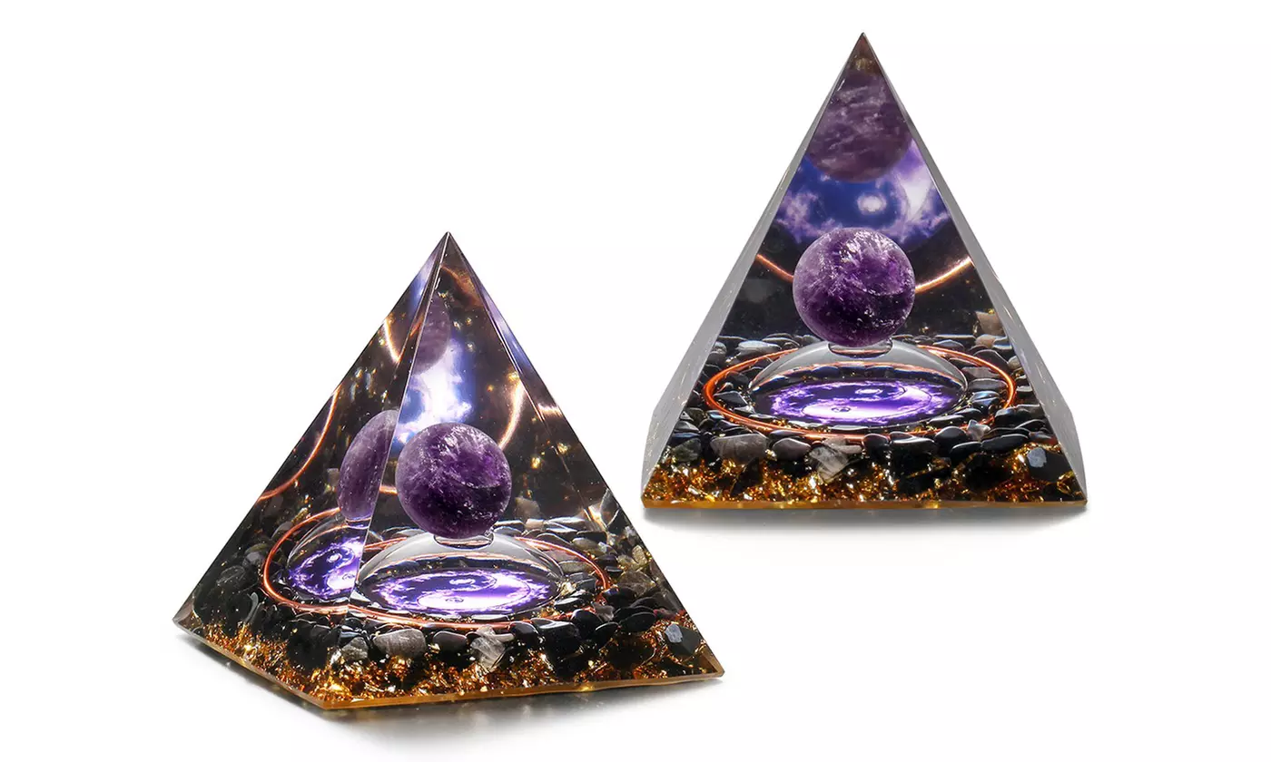 Amethyst Crystal Sphere Orgonite Pyramid Obsidian Chakra Energy Orgone Stone