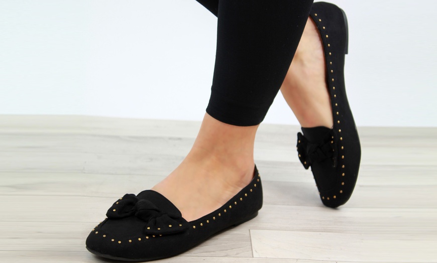 Image 5: Women's Studded Bow Loafers