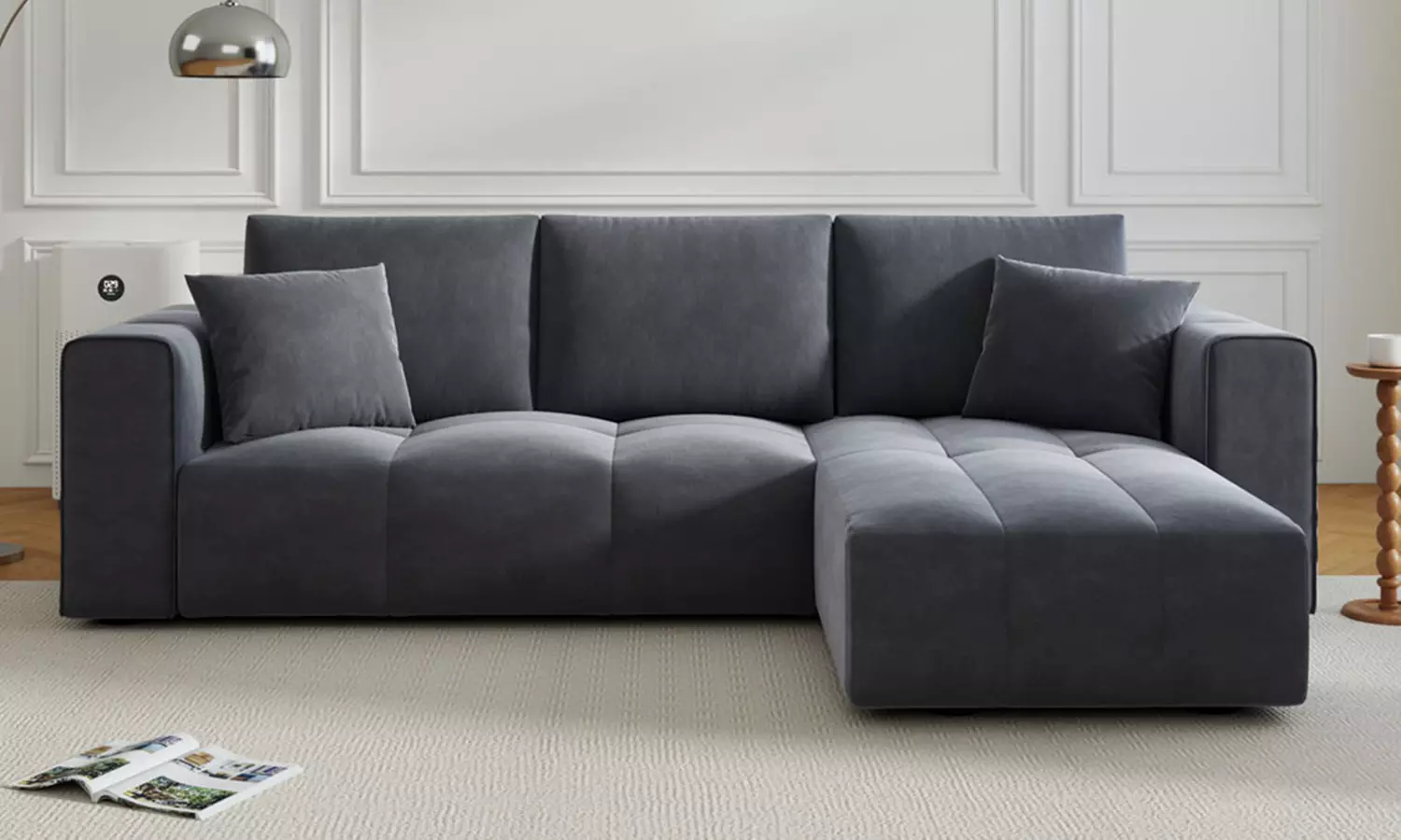 Canapé d'angle convertible 4 places avec coffre, Worthing, Kocoon