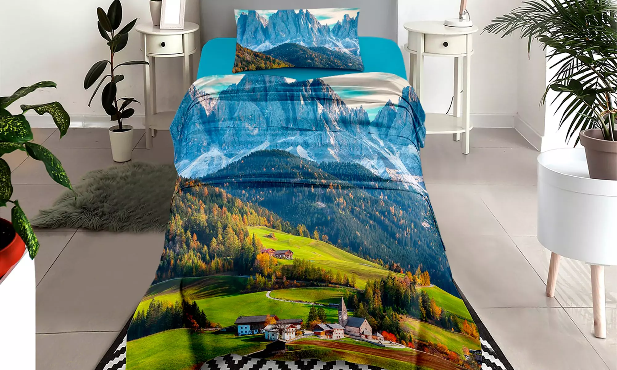 Completo lenzuola in cotone con stampa digitale