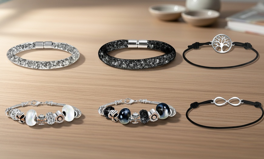 Image 1: Pulsera en tonos plateados de SC Crystal