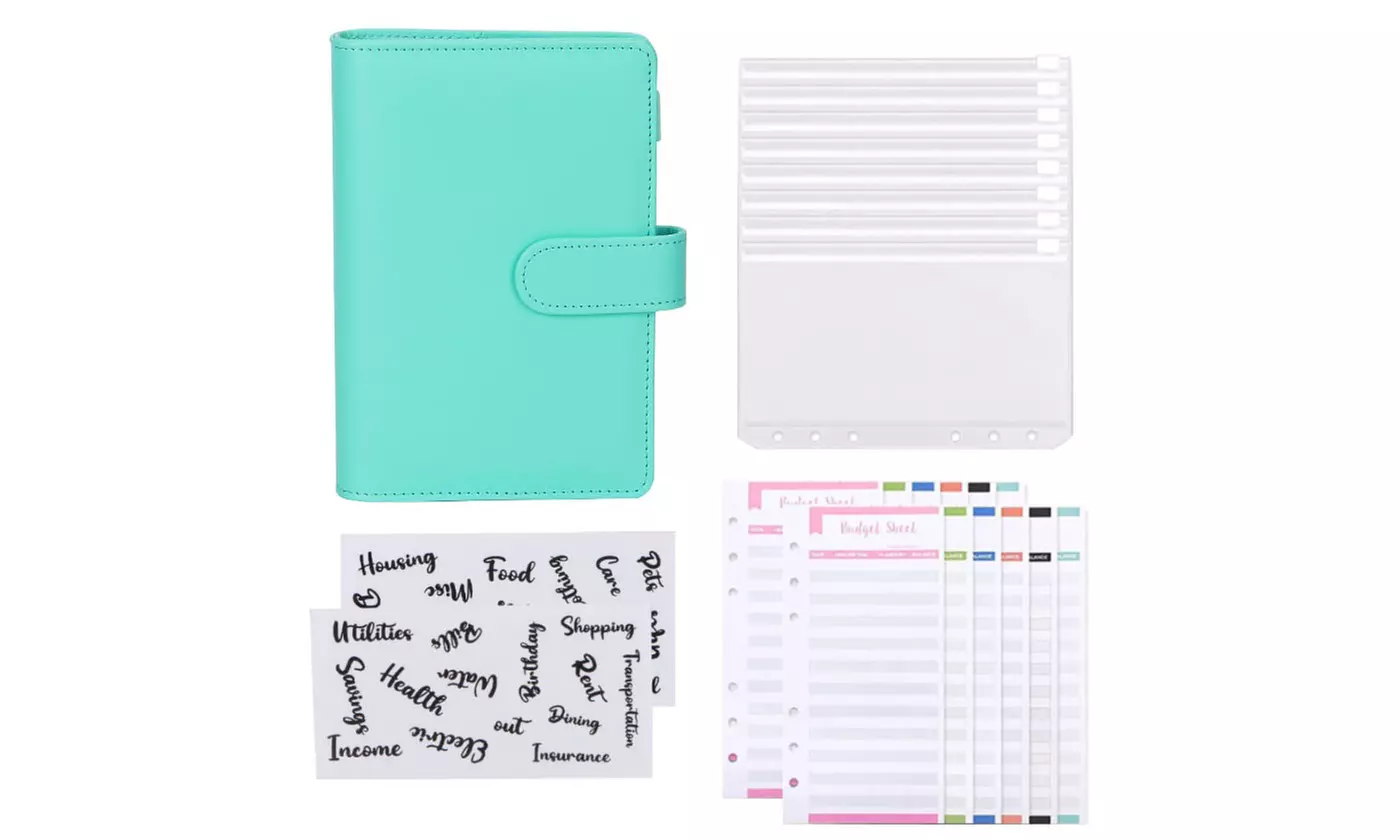 PU Leather Notebook A6 Ring Binder Budget Planner Organizer Cover