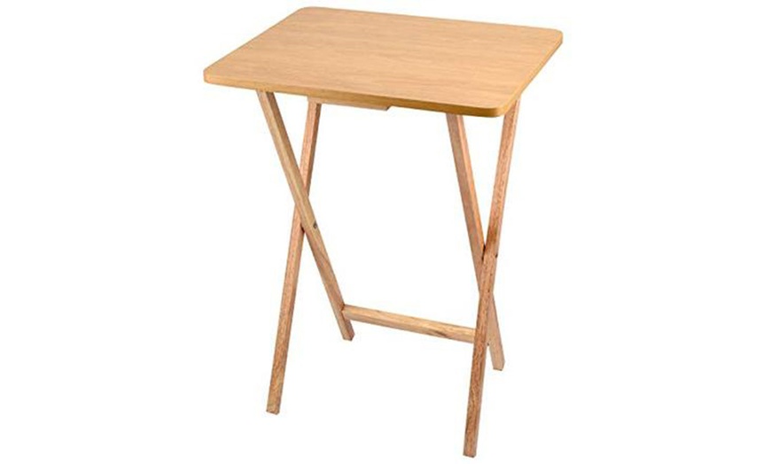 Image 1: Folding Wooden Side Table