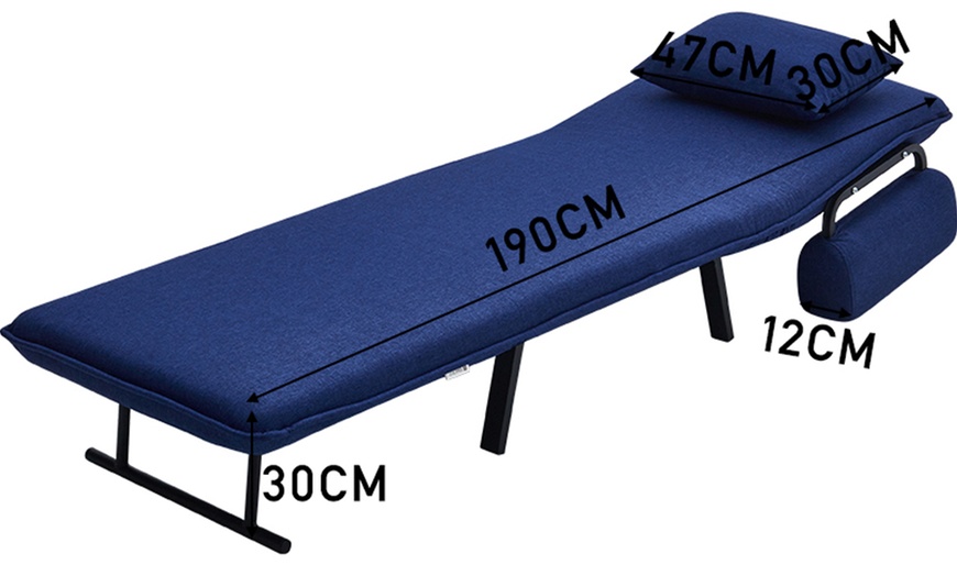 Image 6: Convertible Linen Sofa Bed with Pillow and Storage Pocket