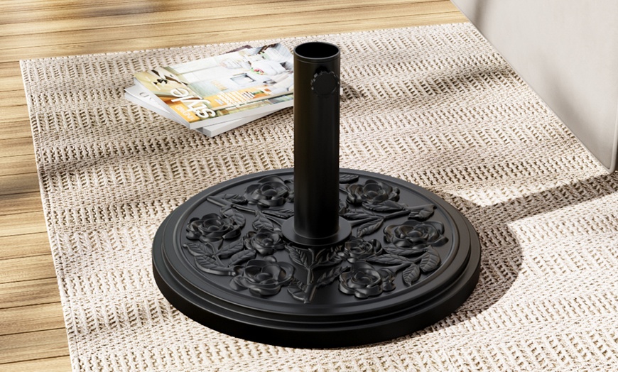 Image 5: Large 3m Black Rotating Outdoor Parasol with Multiple Base Styles