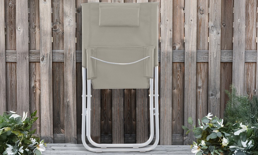 Image 2: Silla plegable con asiento de tela Oxford en color beige