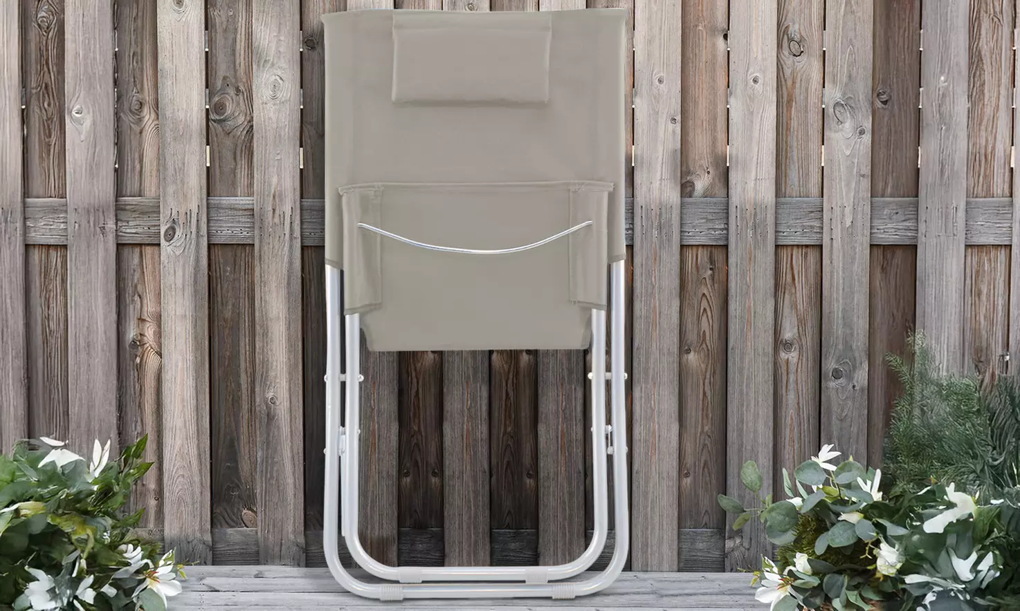 Silla plegable con asiento de tela Oxford en color beige