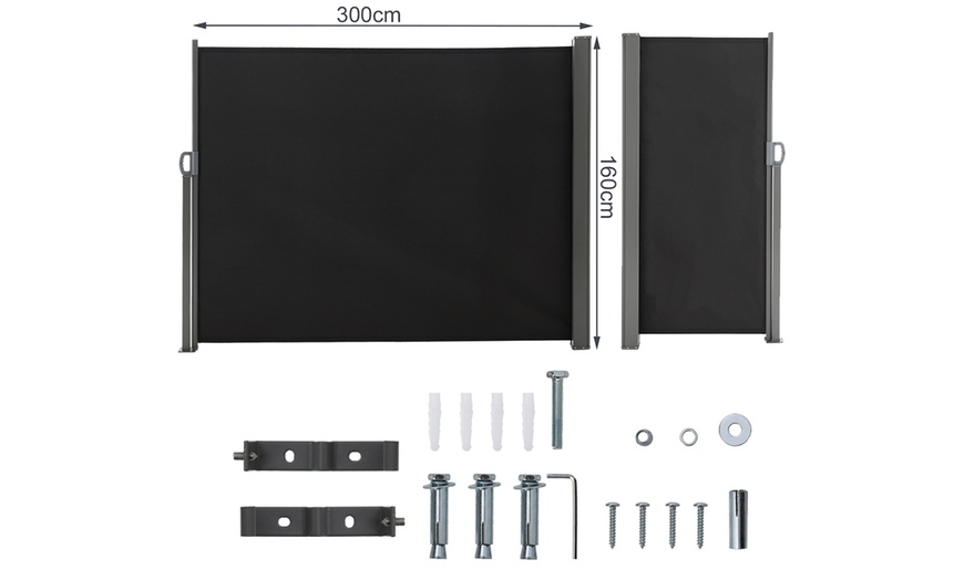 Image 10: Retractable Polyester One-Side Awning with Iron or Plastic Handle
