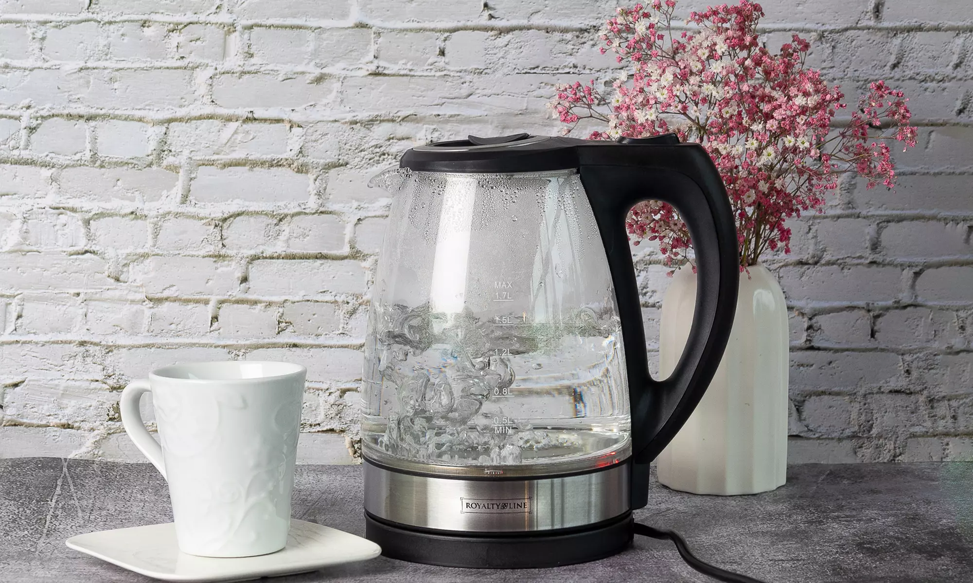 Bouilloire électrique 1,7L en verre Royalty Line